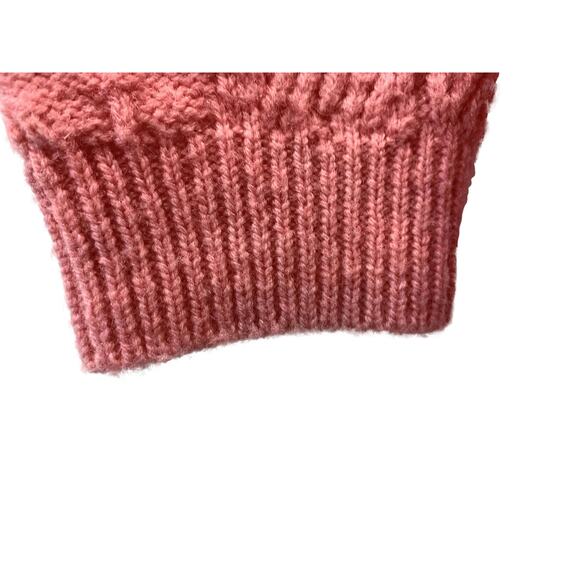 70s Granny Cardigan Pink/Salmon Open Knit Floral Sweater | S - Picture 11 of 12